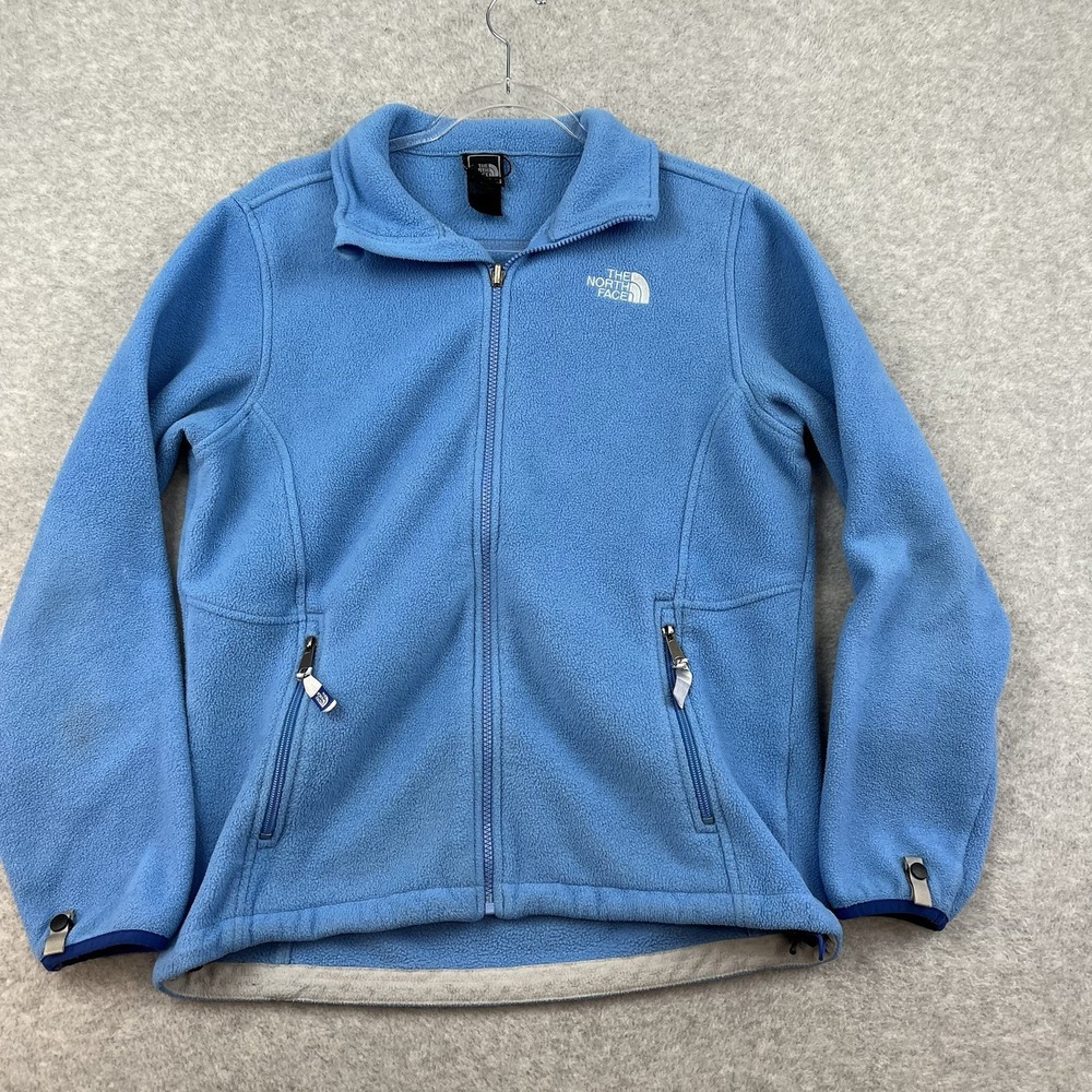 THE NORTH FACE Womens Jacket‎ L Bright Sky Blue Zip Up Fleece Pockets Warm Cozy